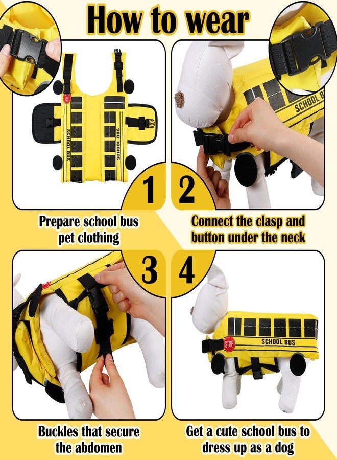 Bulyoou Halloween School Bus Pet Costume Funny Dog Costume Yellow School Bus Life Jacket Swimming Boating Water Flotation Vest Halloween Pet Costume Suit for Dog Cosplay Accessories for Halloween Parties(M) - Image 5